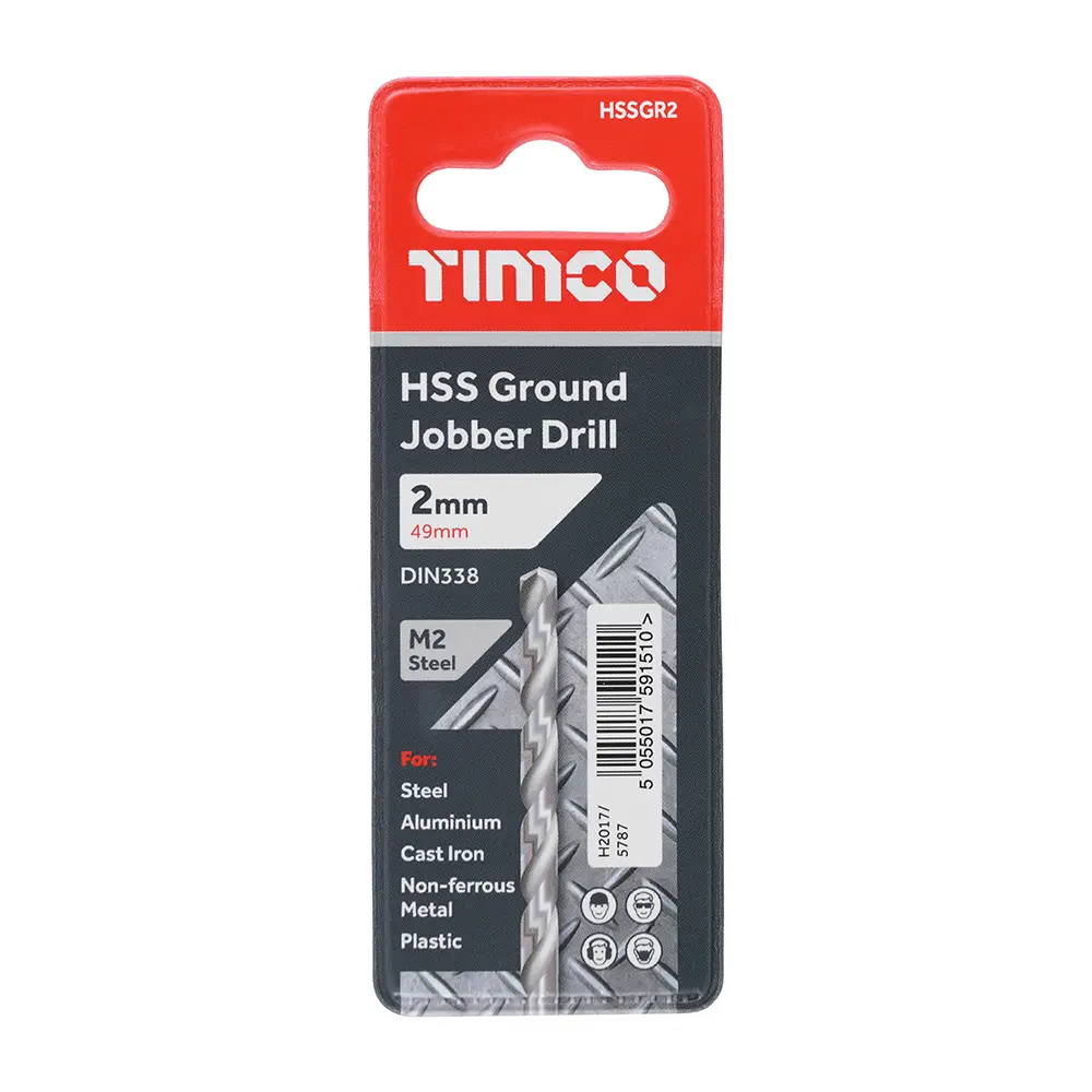 2.0 x 49mm Ground Jobber Drill Bits - HSS M2 - Wallet of 1