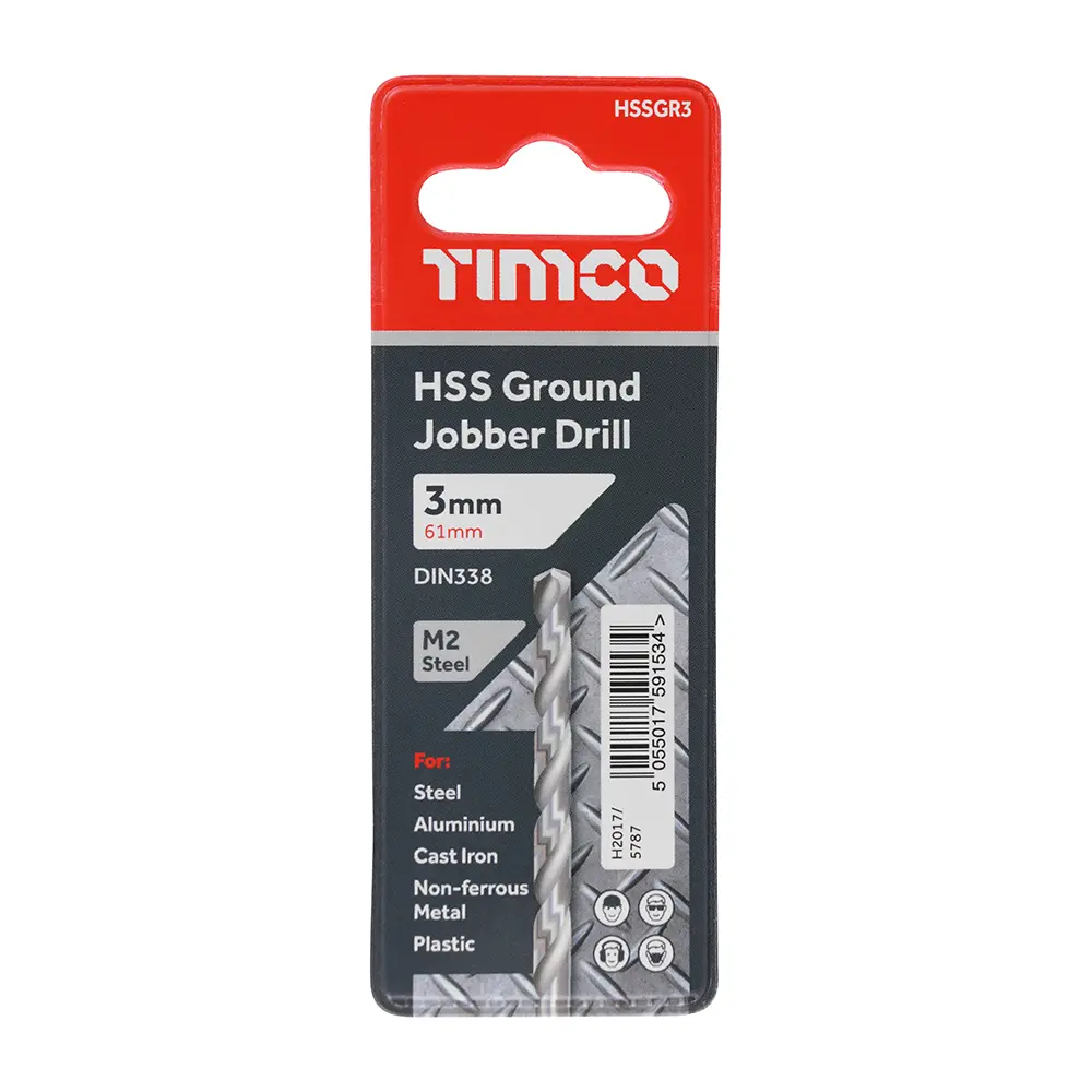 3.0 x 61mm Ground Jobber Drill Bits - HSS M2 - Wallet of 1
