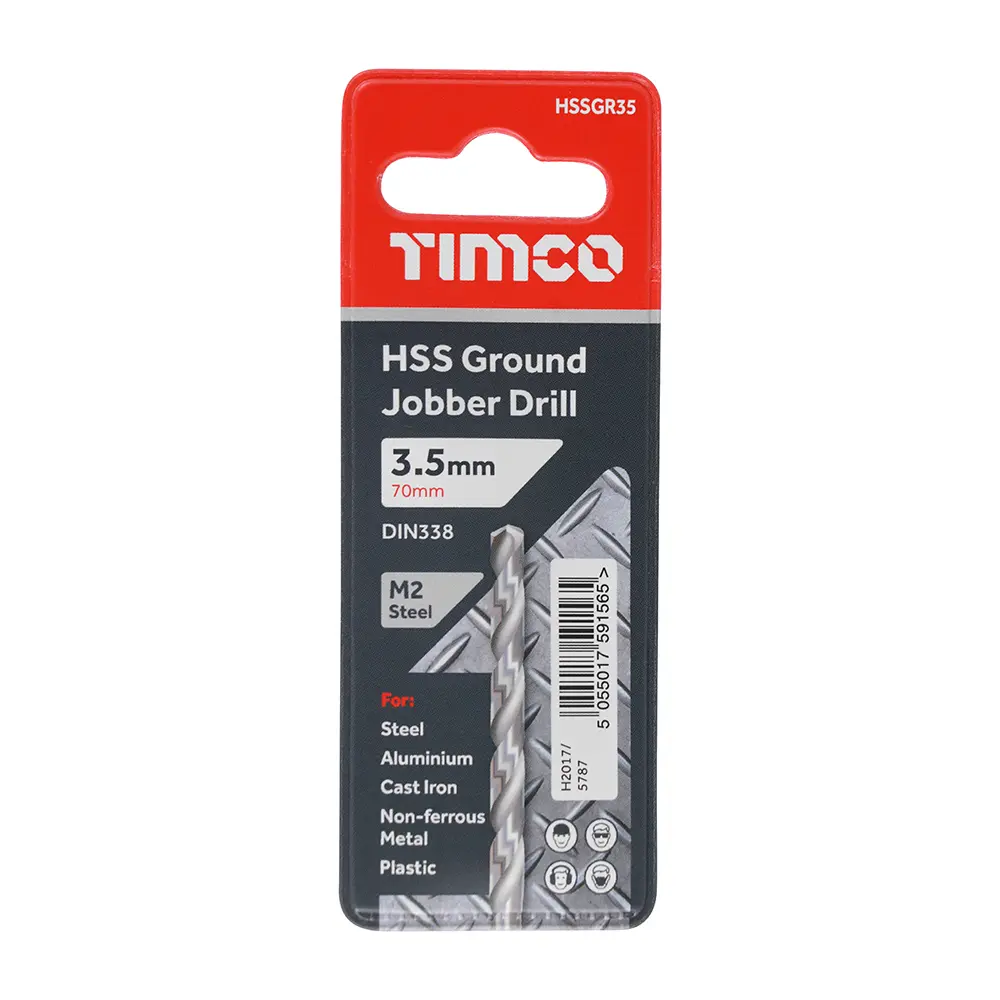 3.5 x 70mm Ground Jobber Drill Bits - HSS M2 - Wallet of 1