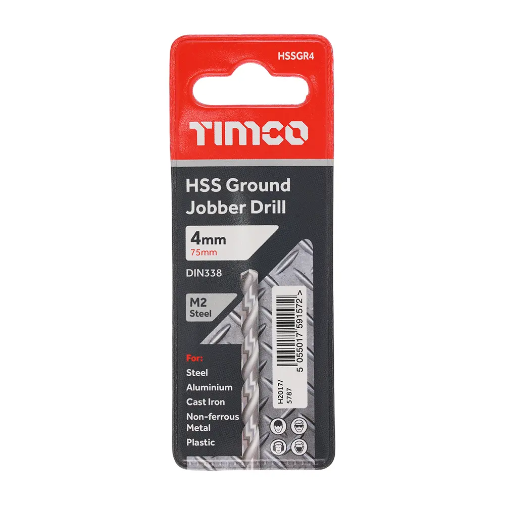 4.0 x 75mm Ground Jobber Drill Bits - HSS M2 - Wallet of 1