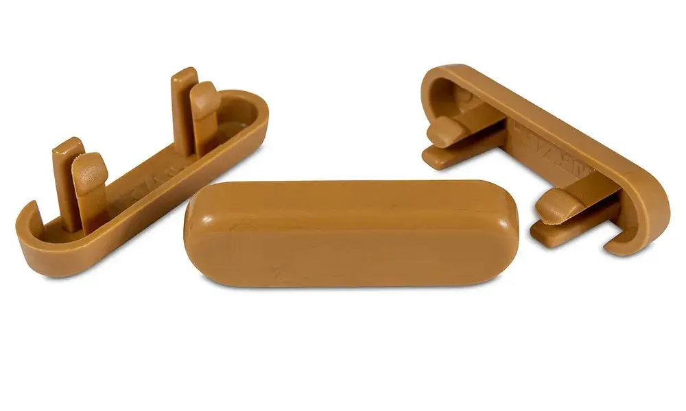 uPVC Face Drain Caps - Light Oak - Oblong - Bag of 10