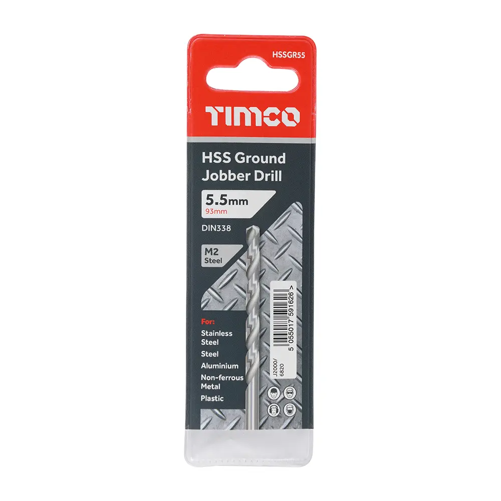 5.5 x 93mm Ground Jobber Drill Bits - HSS M2 - Wallet of 1