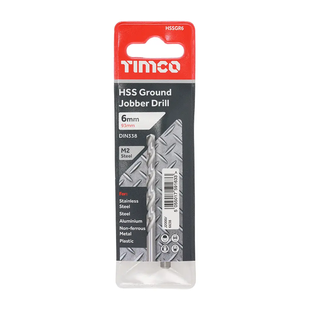 6.0 x 93mm Ground Jobber Drill Bits - HSS M2 - Wallet of 1