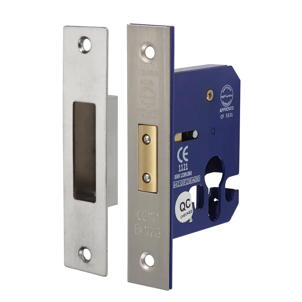 Euro Deadlock - 66 Case / 45 Backset, Satin Nickel