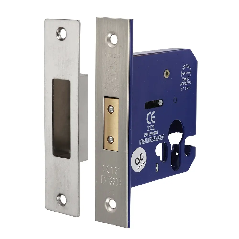 Euro Deadlock - 78 Case / 56.5 Backset, Satin Nickel