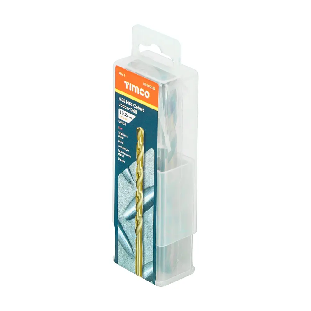 Ground Jobber Drill Bits - Cobalt M35 - 10.2 x 133mm, Pack of 5