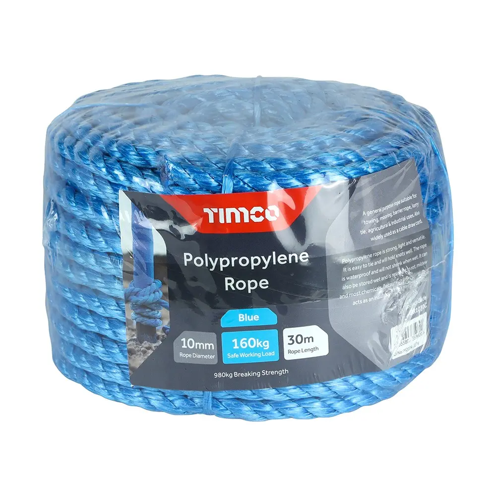 Polypropylene Rope - 10mm x 30m - Coil, Blue
