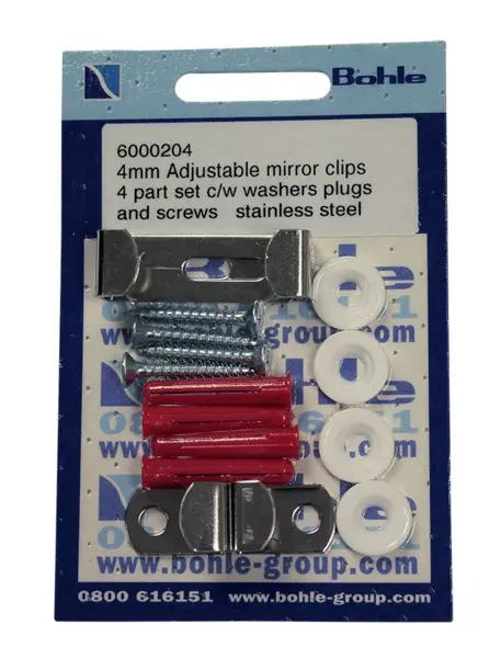 Adjustable Mirror Clips - 4mm (4 Part Set)