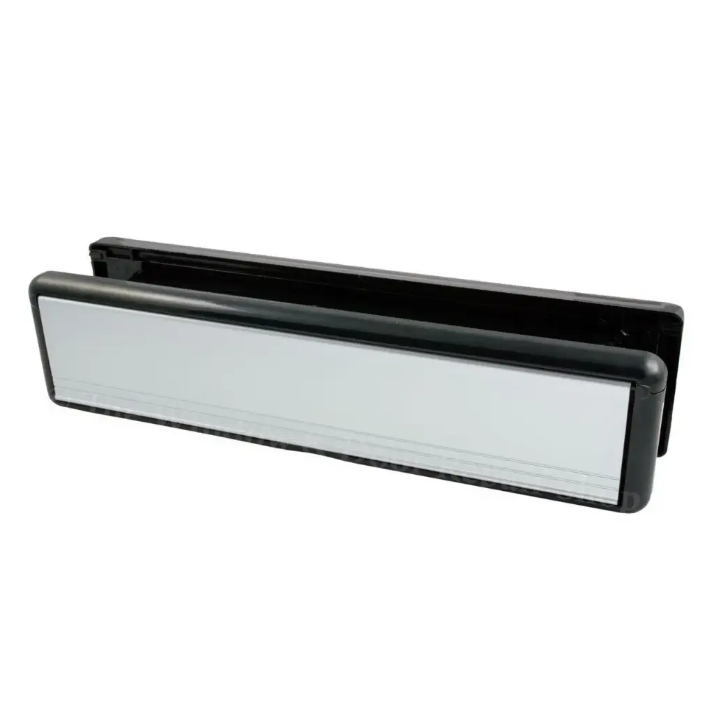 YALE Welseal 12" Letterbox - Silver with Black Frame, 40mm - 80mm