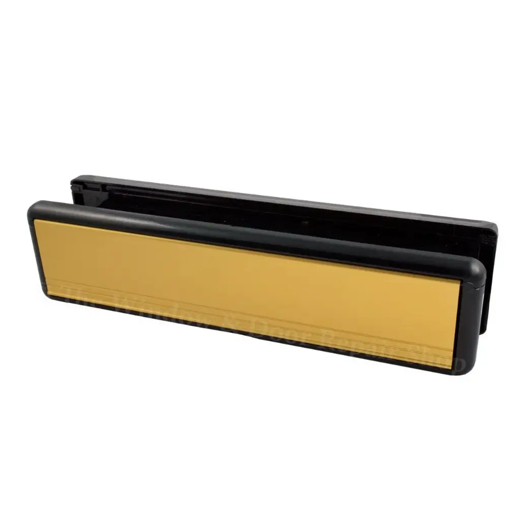 YALE Welseal 12" Letterbox - Etched Gold with Black Frame, 40mm - 80mm