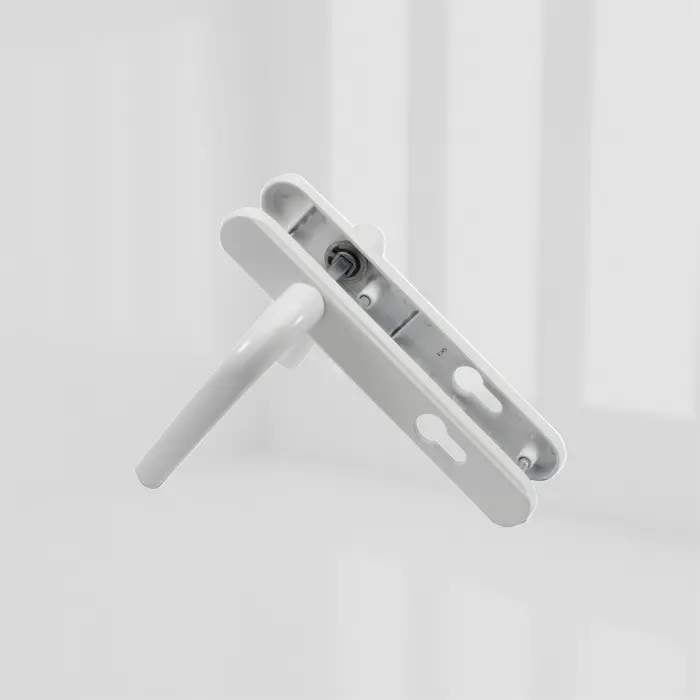 greenteQ ALPHA Lever/Lever Door Handle - White - Short Backplate - Sprung, 92mm Centres