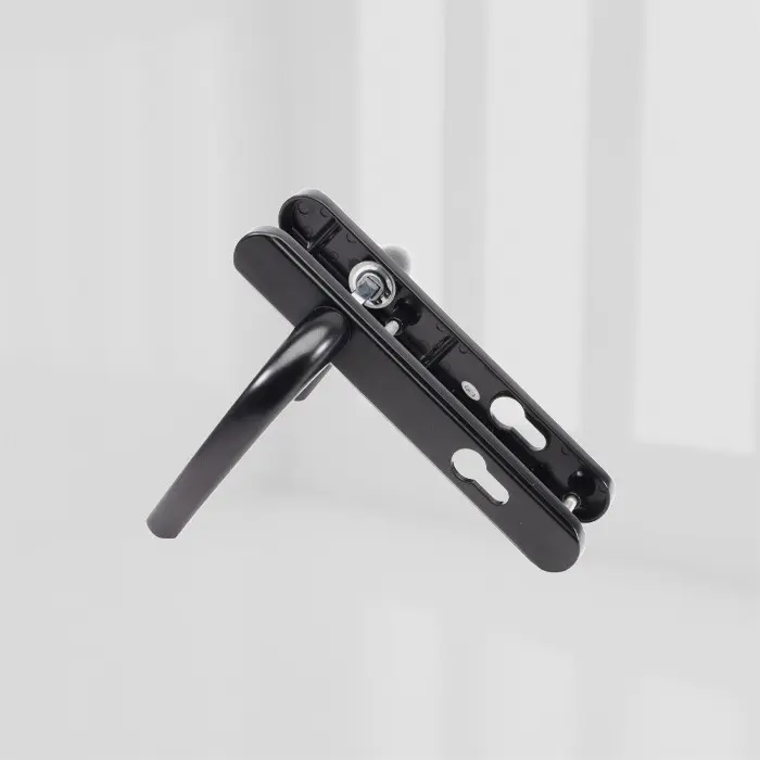 greenteQ ALPHA Lever/Lever Door Handle - Black - Short Backplate - Sprung, 92mm Centres