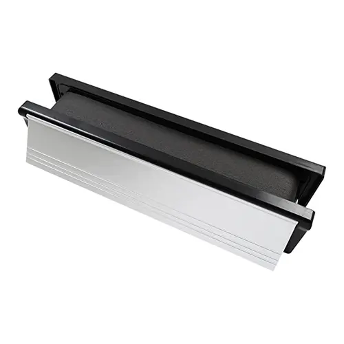 [TIM-487299] Intumescent Letterboxes - Polished Silver - Black Frame - 305 x 70mm