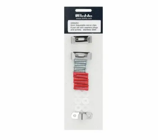 [BO6000203] Adjustable Mirror Clips - 6mm (6 Part Set)