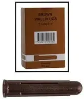 [SIL-1090610] Plastic Wall Plugs - 7 - 8mm (Brown), Box of 100