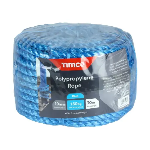 [TIM-BR1030C] Polypropylene Rope - 10mm x 30m - Coil, Blue