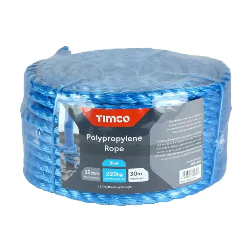 [TIM-BR1230C] Polypropylene Rope - 12mm x 30m - Coil, Blue