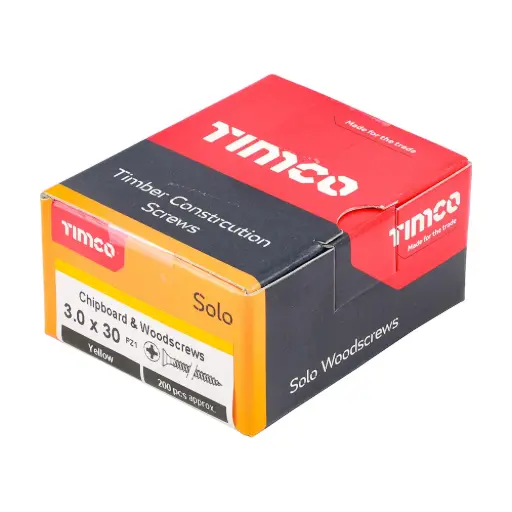 [TIM-30030SOLOC] Solo Chipboard & Woodscrews - Double Countersunk - 3.0 x 30mm - Box of 200