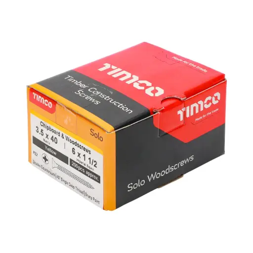 [TIM-35040SOLOC] Solo Chipboard & Woodscrews - Double Countersunk - 3.5 x 40mm - Box of 200