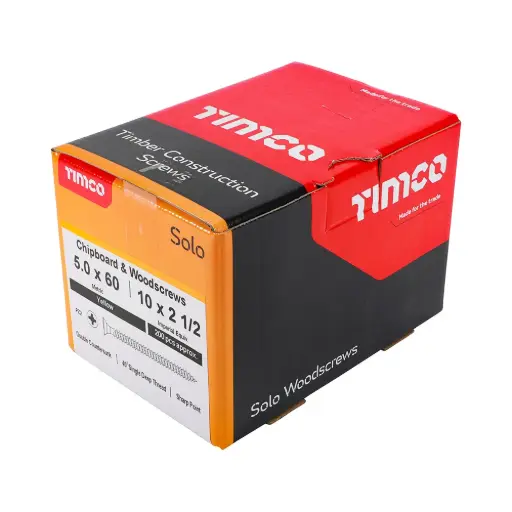 [TIM-50060SOLOC] Solo Chipboard & Woodscrews - Double Countersunk - 5.0 x 60mm - Box of 200