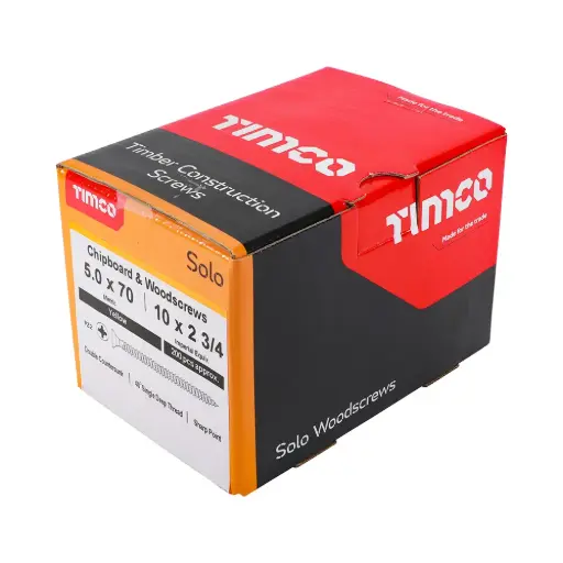 [TIM-50070SOLOC] Solo Chipboard & Woodscrews - Double Countersunk - 5.0 x 70mm - Box of 200