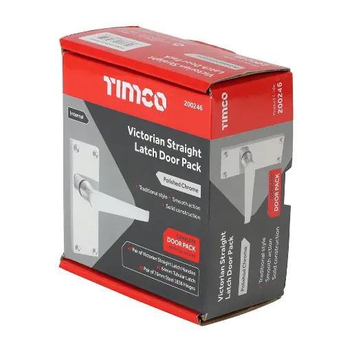 [TIM-200246] Victorian Straight Latch Door Pack - Polished Chrome