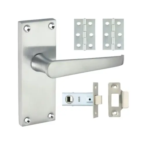 [TIM-200368] Victorian Straight Latch Door Pack - Satin Chrome