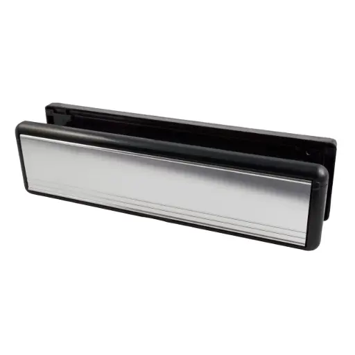 [2WBX0009A] YALE Welseal 10" Letterbox - Polished Silver with Black Frame, 40mm - 80mm