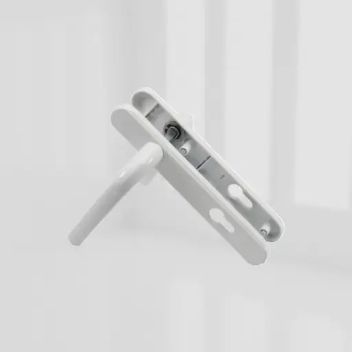 [2QHB0021] greenteQ ALPHA Lever/Lever Door Handle - White - Short Backplate - Sprung, 92mm Centres