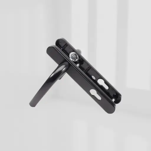 [2QHB0024] greenteQ ALPHA Lever/Lever Door Handle - Black - Short Backplate - Sprung, 92mm Centres